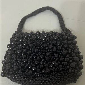Elegant Black Beaded Women's Handbag